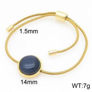European and American fashion stainless steel circular inlaid black gemstone adjustable temperament gold bracelet - KB205509-GC