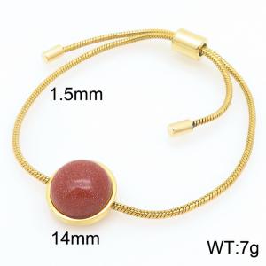 European and American fashion stainless steel circular inlaid dark red gemstone adjustable temperament gold bracelet - KB205512-GC