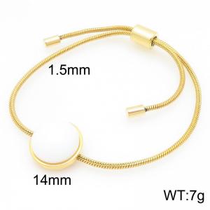 European and American fashion stainless steel round set with white gemstones adjustable temperament gold bracelet - KB205516-GC