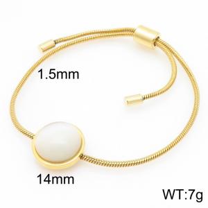 European and American fashion stainless steel round set with white gemstones adjustable temperament gold bracelet - KB205518-GC
