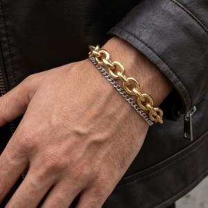 Stainless steel OT buckle double-layer bracelet - KB205817-Z