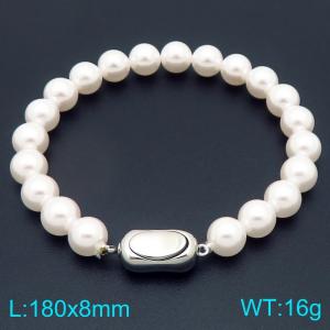 18cm Stainless Steel&Pearls Beaded Bracelet - KB205942-Z