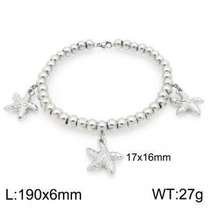 Stainless Steel Starfish Charm Beaded Bracelet - KB205947-Z