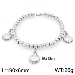 Stainless Steel Shell Charm Beaded Bracelet - KB205949-Z