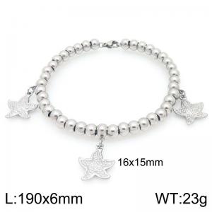 Stainless Steel Starfish Charm Beaded Bracelet - KB205951-Z