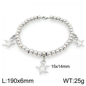 Stainless Steel Starfish Charm Beaded Bracelet - KB205953-Z