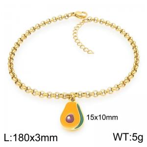 Gold-Plated Stainless Steel Avocado Charm Links Bracelet - KB205963-Z