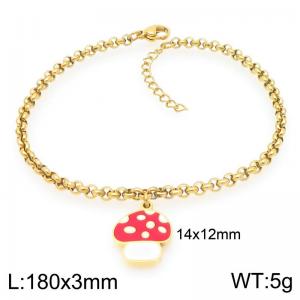 Gold-Plated Stainless Steel Mushroon Charm Links Bracelet - KB205967-Z