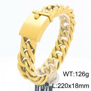European and American hip-hop style stainless steel creative diagonal square ring chain temperament gold bracelet - KB205982-KJX