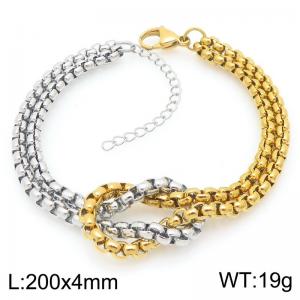 Rope Knot Square Pearl Chain Bracelet Stainless Steel Spliced Gold Color Jewelry - KB206180-Z