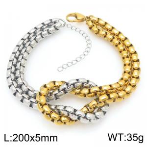 Rope Knot Square Pearl Chain Bracelet Stainless Steel Spliced Gold Color Jewelry - KB206183-Z