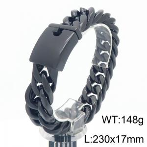 European and American fashion minimalist electroplated black stainless steel 316L steel men's bracelet - KB206320-KJX