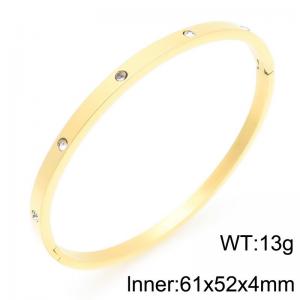 Fashionable and personalized stainless steel creative circular smooth surface inlaid with diamond temperament gold bracelet - KB206683-KFC
