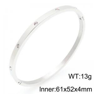 Fashionable and personalized stainless steel creative circular smooth surface inlaid with diamond temperament silver bracelet - KB206684-KFC