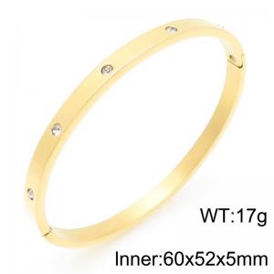 Fashionable and personalized stainless steel creative circular smooth surface inlaid with diamond temperament gold bracelet - KB206685-KFC