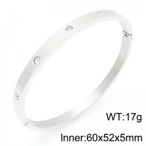 Fashionable and personalized stainless steel creative circular smooth surface inlaid with diamond temperament silver bracelet - KB206686-KFC