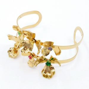 Stainless Steel Stone Bangle - KB206947-SP