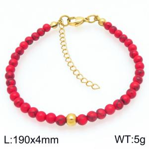 Fashion Red Pine Stone Bead Stainless Steel Bracelet Party Jewelry Birthday Gift Wholsale - KB207121-Z