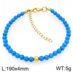Fashion Blue Turquoise Stone Bead Stainless Steel Bracelet Party Jewelry Birthday Gift Wholsale - KB207123-Z