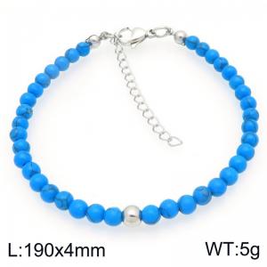 Fashion Blue Turquoise Stone Bead Stainless Steel Bracelet Party Jewelry Birthday Gift Wholsale - KB207124-Z