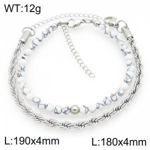 2pcs Jewelry Set Fashion Howlite Bead Stainless Steel Twist Bracelet Party Jewelry Birthday Gift Wholsale - KB207131-Z