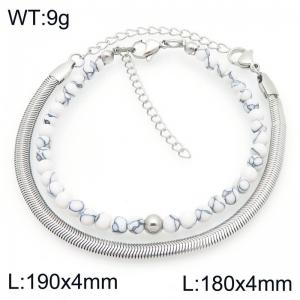 2pcs Jewelry Set Fashion Howlite Bead Stainless Steel Snake Bone Chain Bracelet Party Jewelry Birthday Gift Wholsale - KB207134-Z