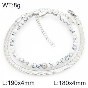 2pcs Jewelry Set Fashion Howlite Bead Stainless Steel Blade Chain Bracelet Party Jewelry Birthday Gift Wholsale - KB207135-Z