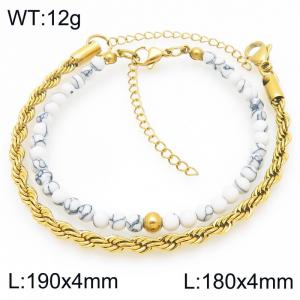 2pcs Jewelry Set Fashion Howlite Bead Stainless Steel Twist Bracelet Party Jewelry Birthday Gift Wholsale - KB207136-Z