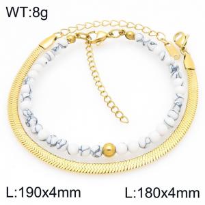 2pcs Jewelry Set Fashion Howlite Bead Stainless Steel Blade Chain Bracelet  Party Jewelry Birthday Gift Wholsale - KB207140-Z