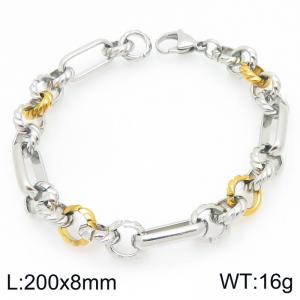 Stainless steel fashionable personalized gold and silver intercolor oblong pearl bracelet - KB207192-Z
