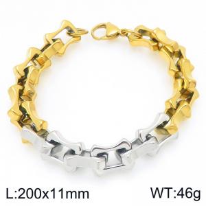 Fashion stainless steel 200 × 11mm creative hollow bone lobster buckle temperament gold&silver bracelet - KB207209-Z