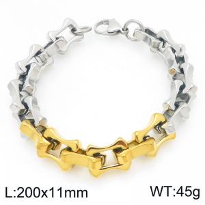 Fashion stainless steel 200 × 11mm creative hollow bone lobster buckle temperament silver&gold bracelet - KB207210-Z