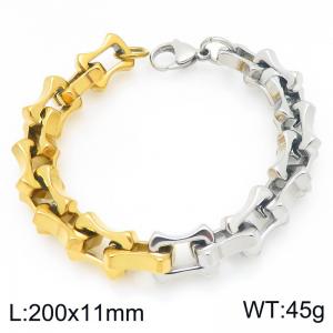Fashion stainless steel 200 × 11mm creative hollow bone lobster buckle temperament gold&silver bracelet - KB207211-Z