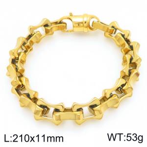 Fashion stainless steel 210 × 11mm hollow bone chain special buckle temperament gold bracelet - KB207214-Z