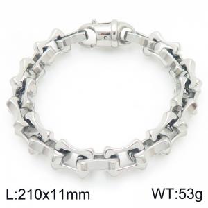 Fashion stainless steel 210 × 11mm hollow bone chain special buckle temperament silver bracelet - KB207215-Z