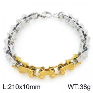 21cm Partly Gold-Plated Stainless Steel Link Bracelet - KB207218-Z