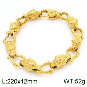 Men's stainless steel cast wolf head element punk style bracelet - KB208517-KJX