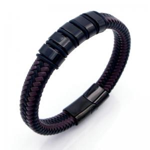 Stainless Steel Leather Bracelet - KB208555-JZ