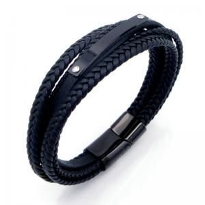 Stainless Steel Leather Bracelet - KB208560-JZ