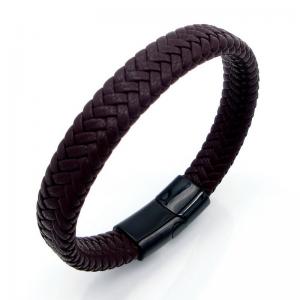 Stainless Steel Leather Bracelet - KB208570-JZ