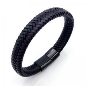 Stainless Steel Leather Bracelet - KB208571-JZ