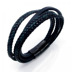 Stainless Steel Leather Bracelet - KB208601-JZ
