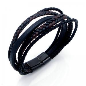 Stainless Steel Leather Bracelet - KB208603-JZ