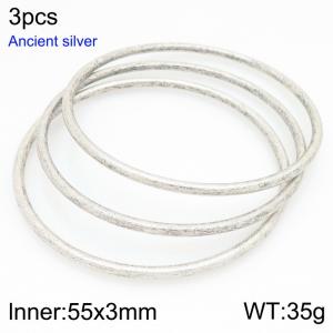 Stainless steel Ancient silver bangle - KB209841-GC