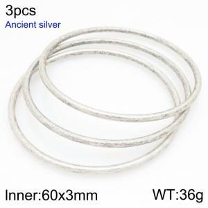 Stainless steel Ancient silver bangle - KB209842-GC