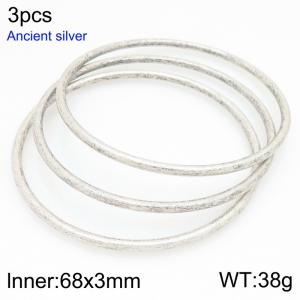 Stainless steel Ancient silver bangle - KB209844-GC