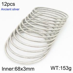 Stainless steel Ancient silver bangle - KB209860-GC
