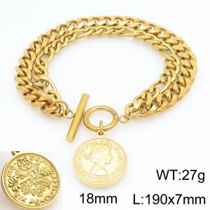 Stainless Steel Gold-plating Bracelet - KB210962-Z