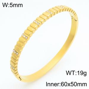 Stainless Steel Stone Bangle - KB210977-KSZ