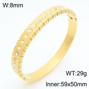 Stainless Steel Stone Bangle - KB211015-KSZ
